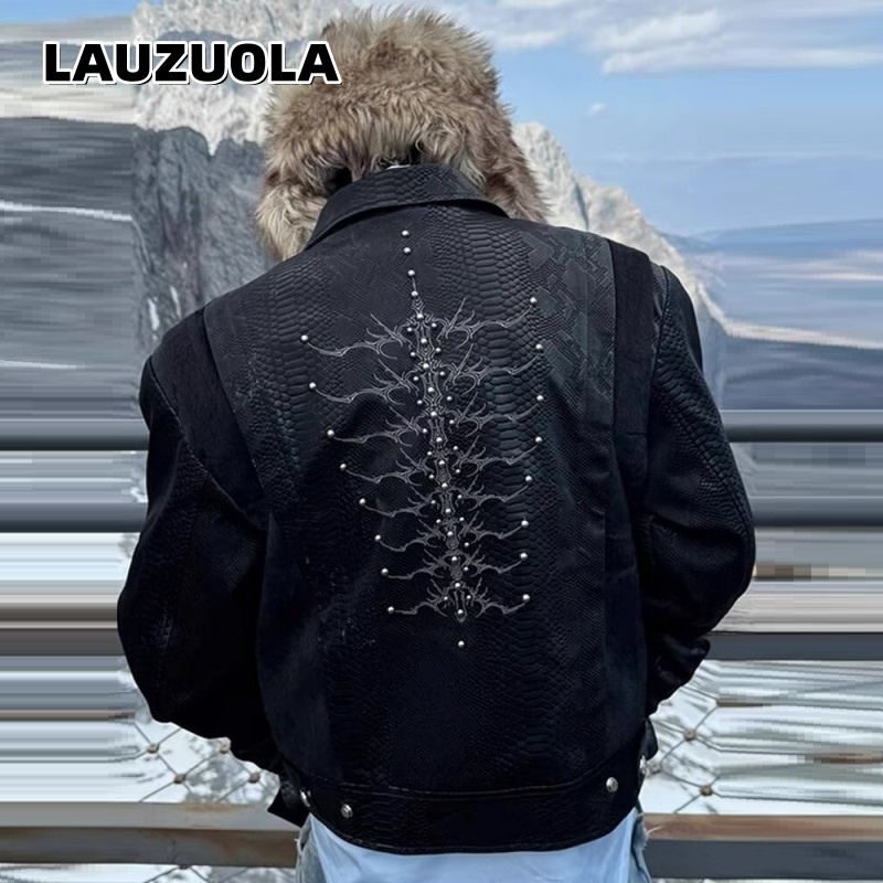 Streetwear Zipper - Giacca Nera da Uomo con Stampa