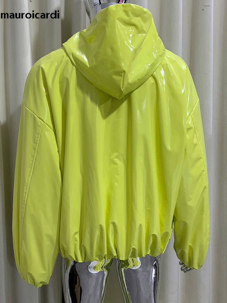 Streetwear Brand China - Giacca in Pelle Lucida Oversize Primaverile