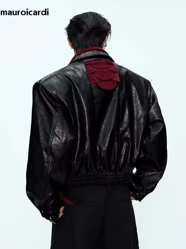 Streetwear Brand China - Mauroicardi Giacca Corta in Pelle PU
