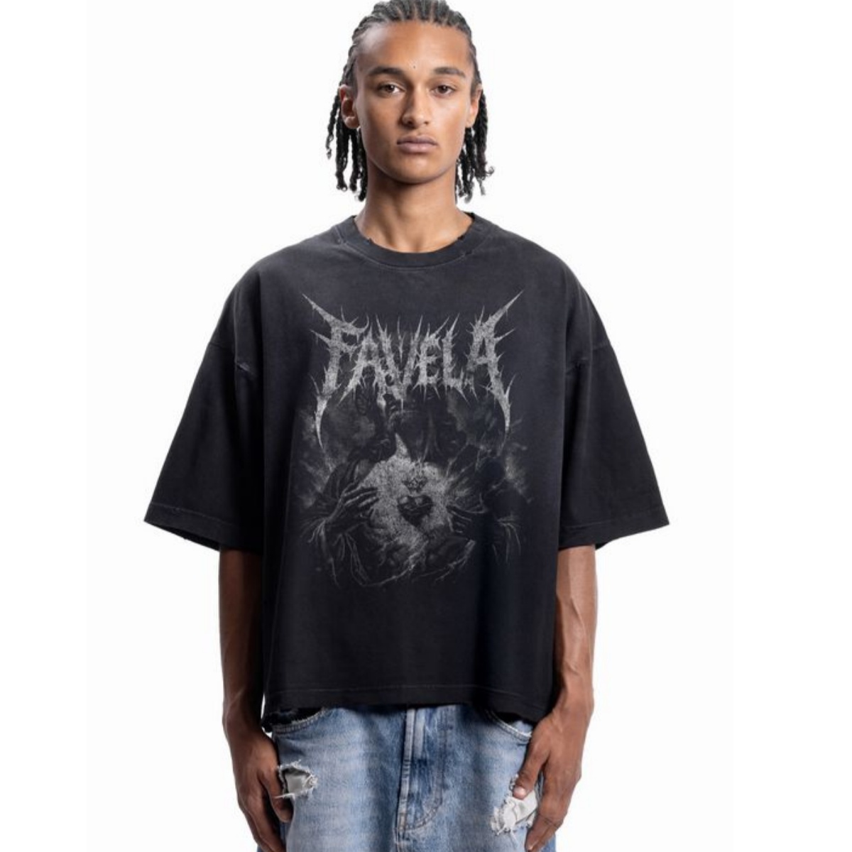 Streetwear Brand Heart - T-Shirt con Grafica in Metallo a