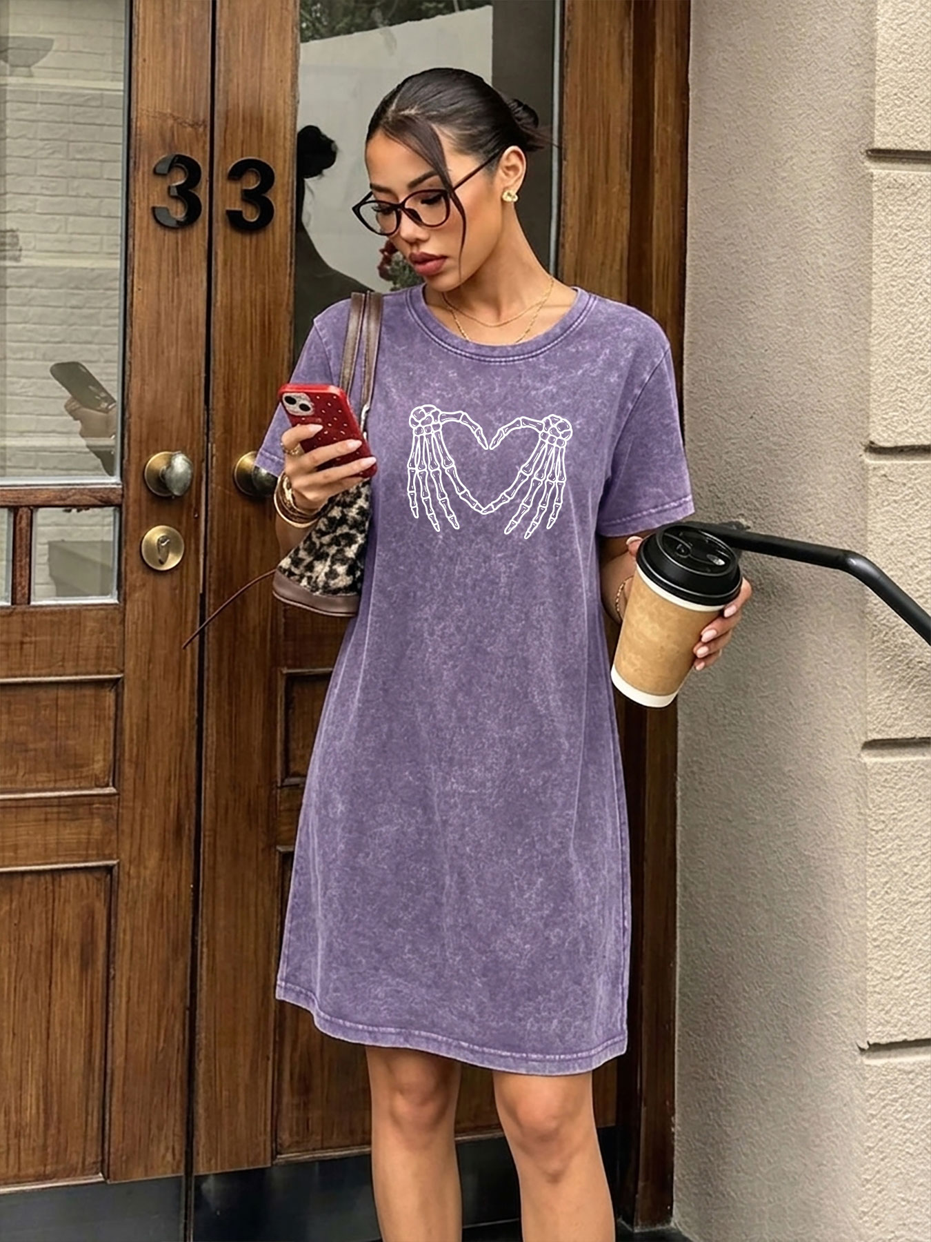 Streetwear Brand Heart - Abito T-Shirt Vintage Effetto Lavato e