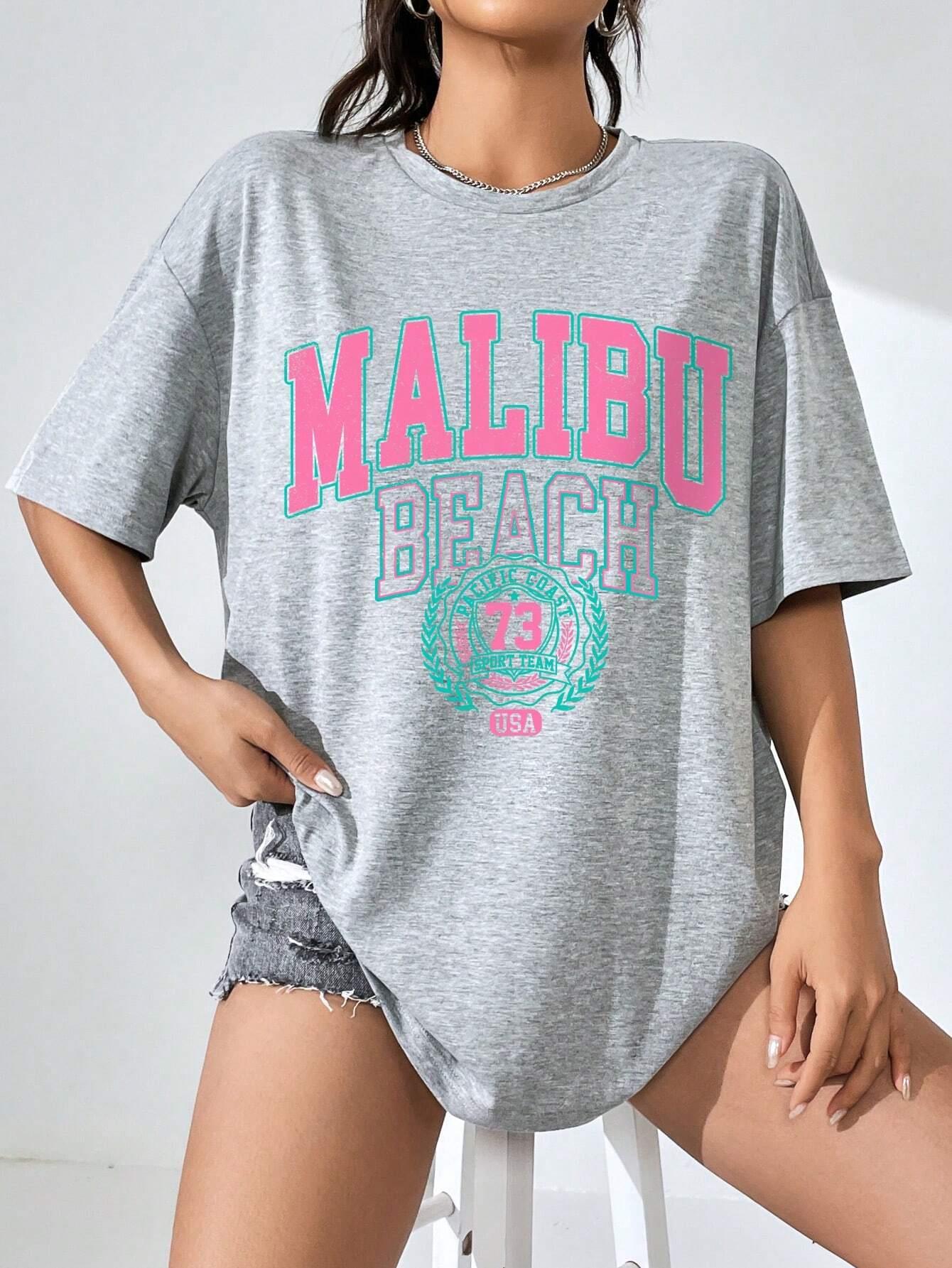 Malibu Beach Stampa di lettere - Streetwear Brand Shirts recensione e prezzo